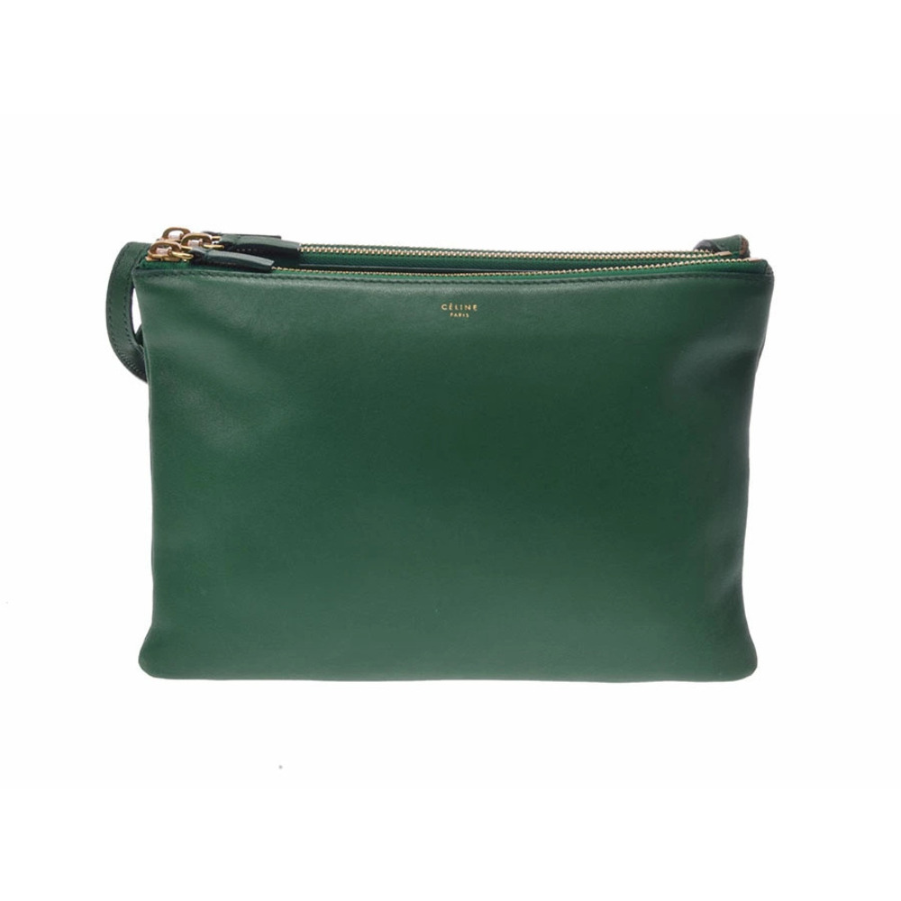 Celine Trio Shoulder Bag Leather Green